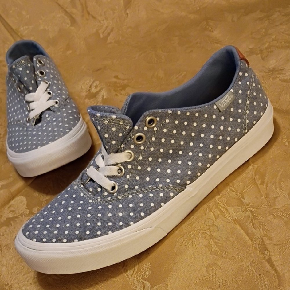 VANS Classic Denim Blue Polka Dot Shoes Women's 7.5 Men's 6.0